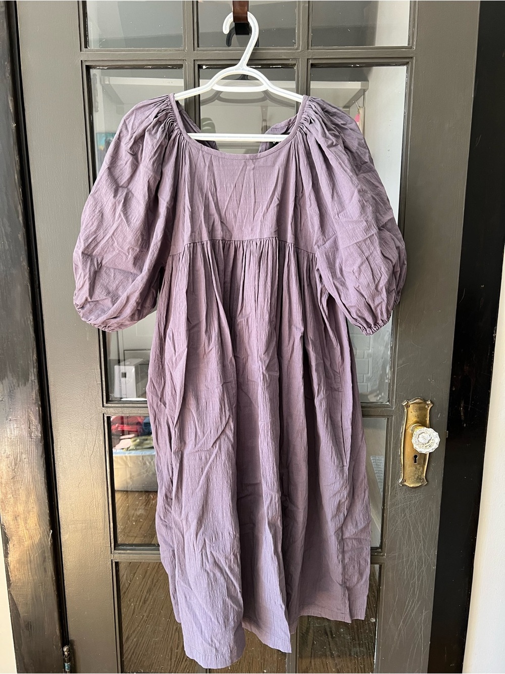 Lavender Puff Sleeve Midi Dress